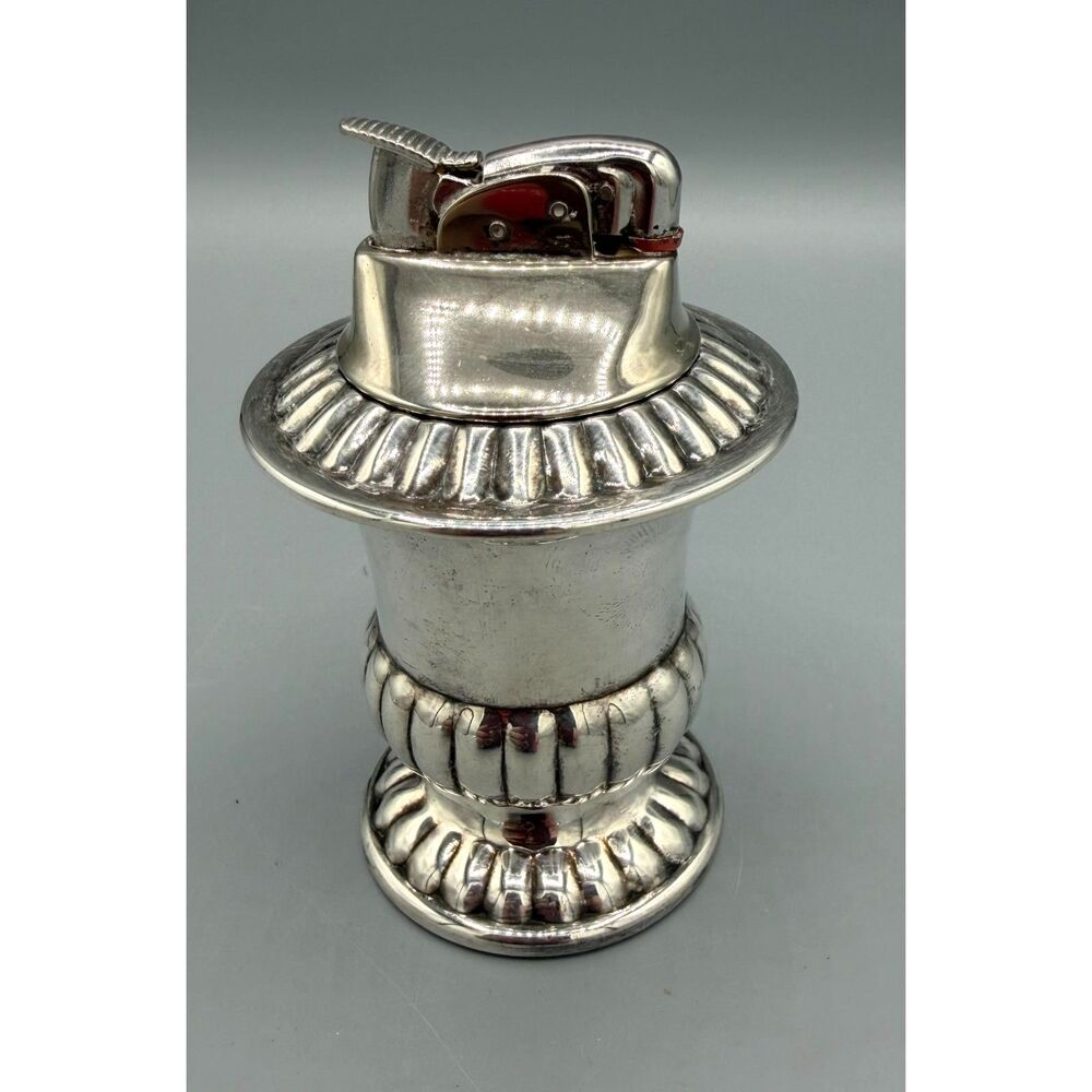 Vintage Silver Plate Canterbury Tabletop Lighter 1940s
